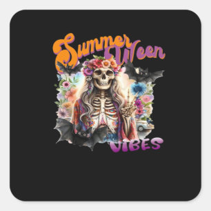 Funny Retro Summerween Vibes Halloween Aesthetic C Fyrkantigt Klistermärke