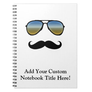 Funny Retro Sunglass med Mustache Anteckningsbok Med Spiral
