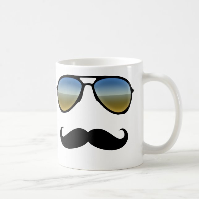 Funny Retro Sunglass med Mustache Kaffemugg (Höger)