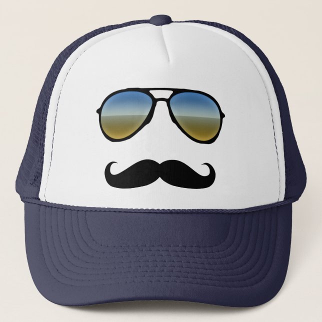 Funny Retro Sunglass med Mustache Keps (Framsida)