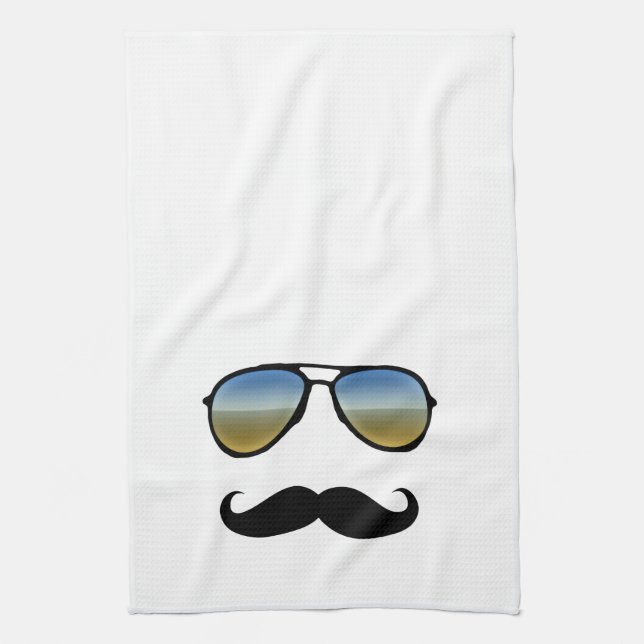 Funny Retro Sunglass med Mustache Kökshandduk (Vertikal)