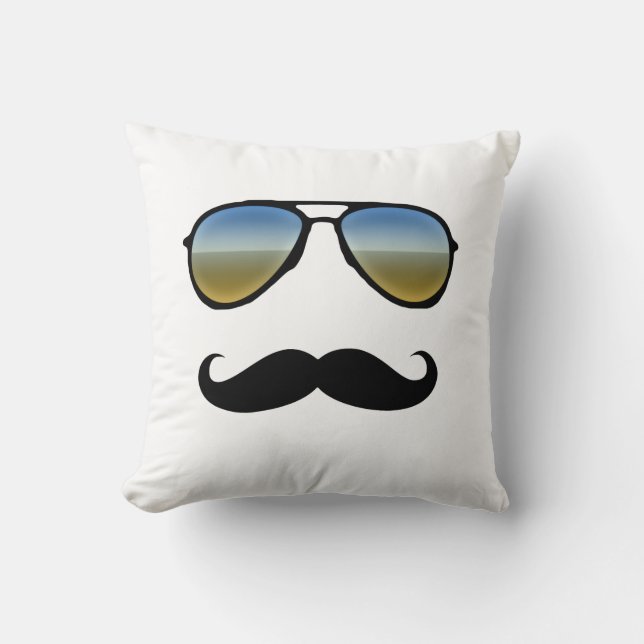 Funny Retro Sunglass med Mustache Kudde (Framsida)