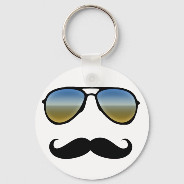 Funny Retro Sunglass med Mustache Nyckelring (Framsida)