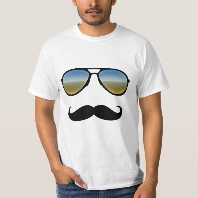 Funny Retro Sunglass med Mustache T-shirt (Framsida)