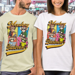 Funny Retro Tecknad Monkey Tecknad Bok Typografi T Shirt