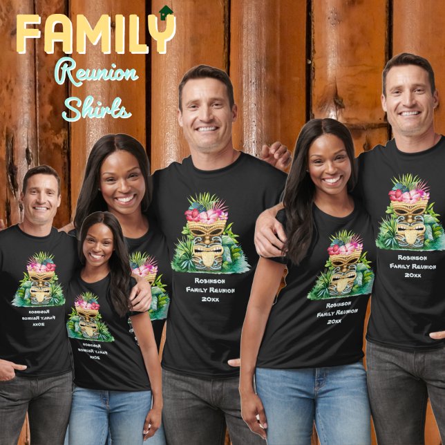 Funny Retro Tiki Pub Monogrammed Family Reunion T Shirt (Family Reunion Shirts - Tiki Theme)