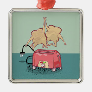 Funny retro toaster julgransprydnad metall