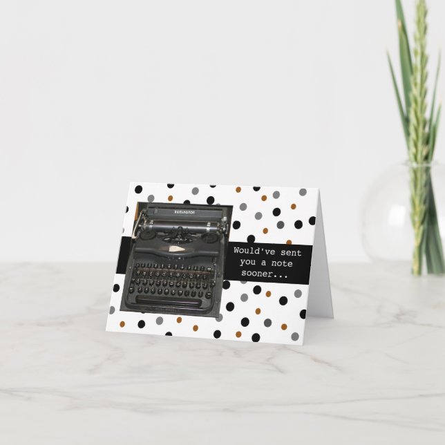 Funny Retro Typewriter Notecard Kort (Framsida)