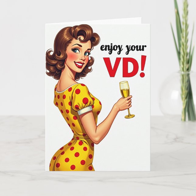 Funny Retro Valentines Day Card Kort (Framsida)