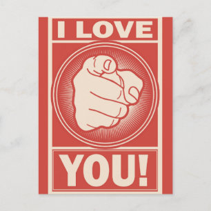 Funny Retro Valentines day I Kärlek You Vykort