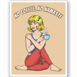 Funny Retro Vintage Coffee Yoga Humor Pop Art  Klistermärken