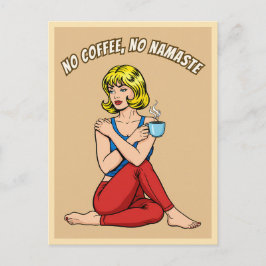 Funny Retro Vintage Coffee Yoga Humor Pop Art Vykort