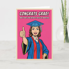 Funny Retro Vintage College Graduation Pop Art Kort