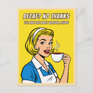 Funny Retro Vintage Decaf Coffee Humor Pop Art Vykort