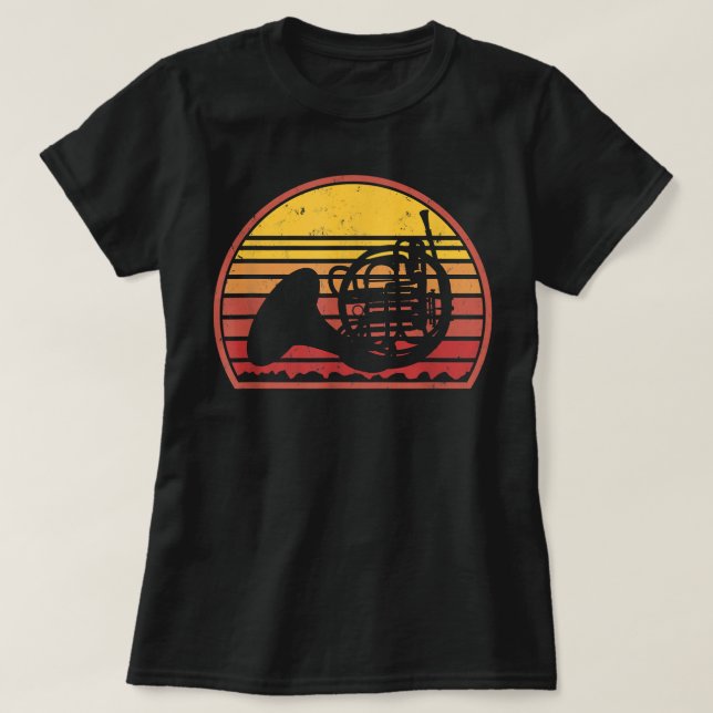 Funny Retro Vintage Fransk Horn4 T Shirt (Design framsida)