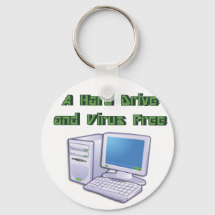 Funny Retro Virus Free Computer Geek Nerd Nyckelring