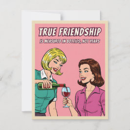 Funny Retro Wine Humor Best Friend Pop Art Card Julkort