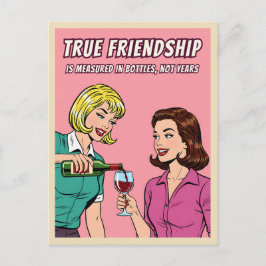 Funny Retro Wine Humor Best Friend Pop Art Vykort