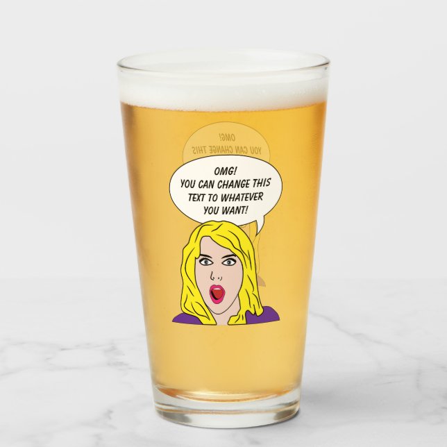 FUNNY RETRO WOMAN anpassningsbar text Glaskopp (Baksida fylld)