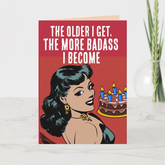 FUNNY RETRO WOMAN FRIEND BIRTHDAY GREETING CARDS KORT (Framsida)