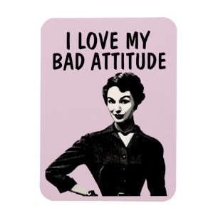 FUNNY RETRO WOMAN "KÄRLEK MY BAD ATTITUDE" MAGNETS MAGNET