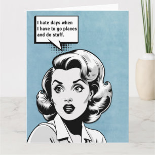 Funny Retro Woman Kort