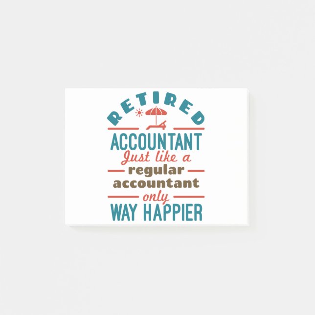 Funny Retrött Accountant Way Happier Post-it Block (Framsida)