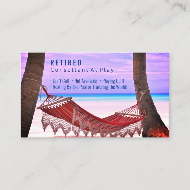 Funny Retrött, Beach Hammock, DIY Profession Gag Visitkort (Framsida)