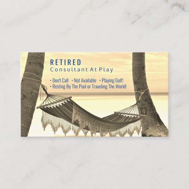 Funny Retrött, Beach Hammock, DIY Profession Gag Visitkort (Framsida)