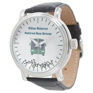 Funny Retrött Buss Driver Namn Jumble Numbers Armbandsur