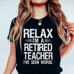 Funny Retrött English Teacher Birthday White T Shirt<br><div class="desc">Den här vita T-Shirt har en rolig humoristisk Pension-citat för engelsklärare. Den bästa roliga födelsedagspressen för pensionerad engelsk lärare.</div>
