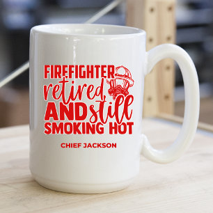 Funny Retrött Firefighter Smoking Hett Kaffemugg