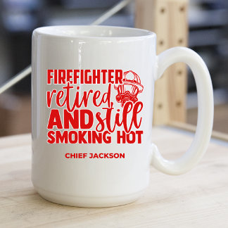 Funny Retrött Firefighter Smoking Hett Kaffemugg