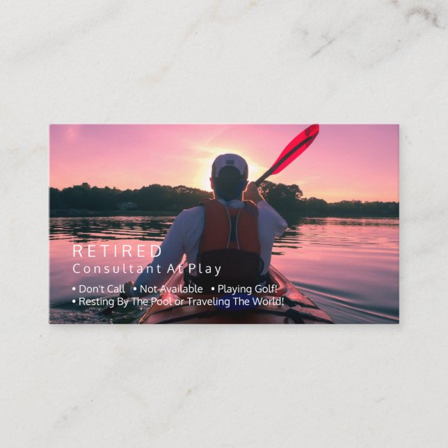Funny Retrött, Kayaking Sunset, DIY Profession Gag Visitkort (Framsida)