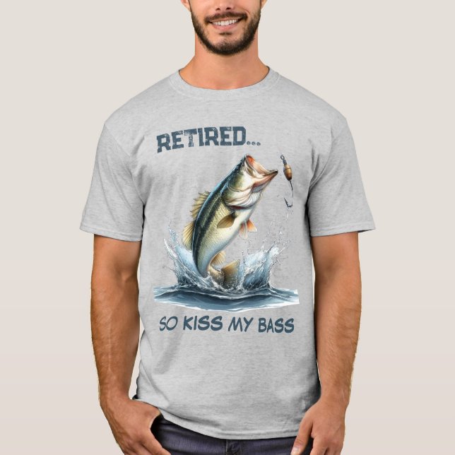 Funny Retrött Kiss My Bass T Shirt (Framsida)