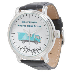 Funny Retrött Lastbil Driver Namn Jumble Numbers Armbandsur