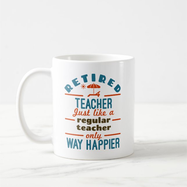 Funny Retrött Teacher Pension Happier Kaffemugg (Vänster)