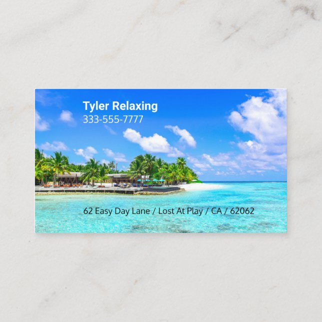Funny Retrött, Tropical Island, DIY Profession Gag Visitkort (Baksida)