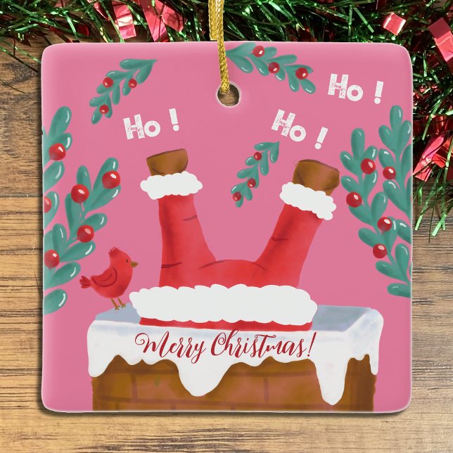 Funny Reversible Rosa Santa Ornament (Fun double-sided Santa pink Christmas ornament .)