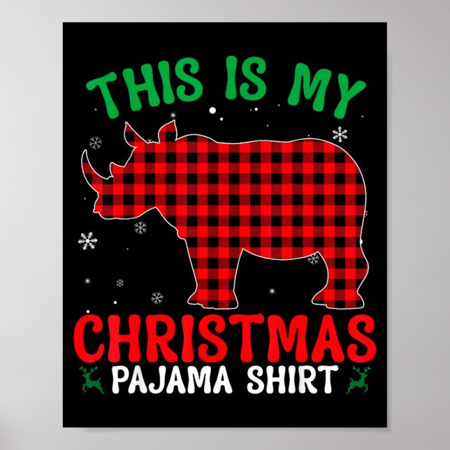 Funny Rhino Christmas Pj Pajama Men Women Pj For F Poster (Framsidan)