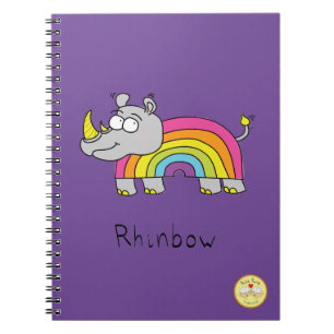 Funny Rhino Rainbow Cute Kids Tecknad Anteckningsbok