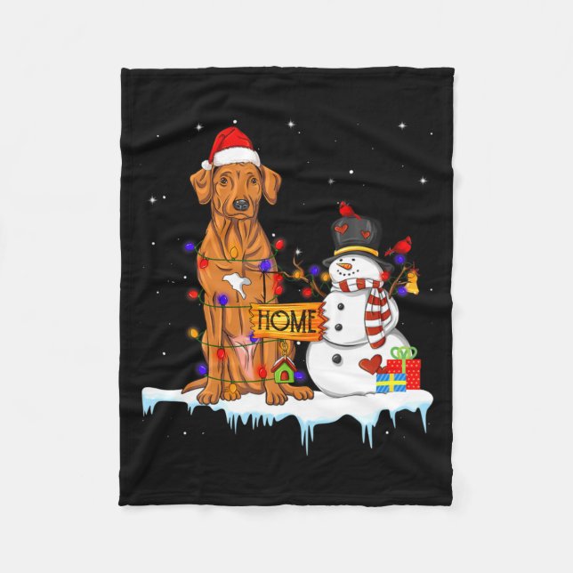Funny Rhodesian Ridgeback Dog Christmas Snowman Xm Fleecefilt (Framsidan)