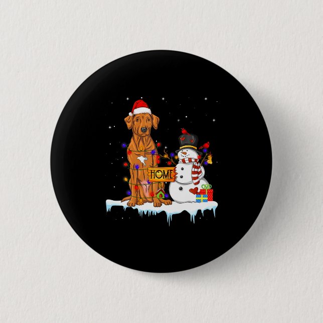 Funny Rhodesian Ridgeback Dog Christmas Snowman Xm Knapp (Framsida)