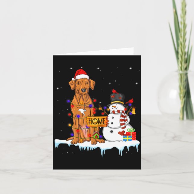 Funny Rhodesian Ridgeback Dog Christmas Snowman Xm Kort (Framsida)