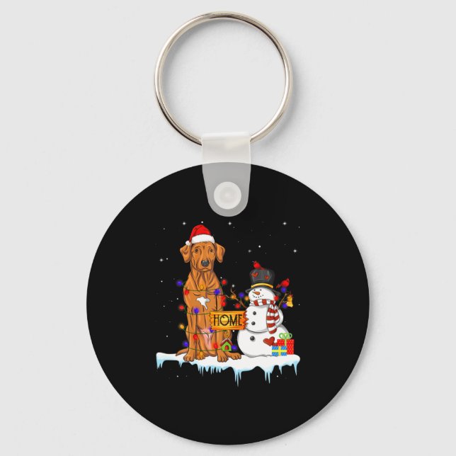 Funny Rhodesian Ridgeback Dog Christmas Snowman Xm Nyckelring (Framsida)