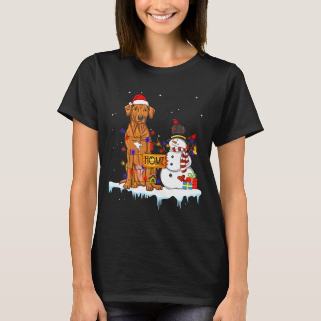 Funny Rhodesian Ridgeback Dog Christmas Snowman Xm T Shirt (Framsida)