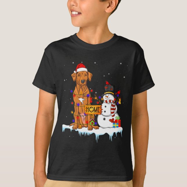 Funny Rhodesian Ridgeback Dog Christmas Snowman Xm T Shirt (Framsida)