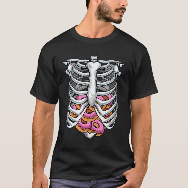 Funny Rib Cage Skeleton X-Ray Doughnut Halloween D T Shirt (Framsida)