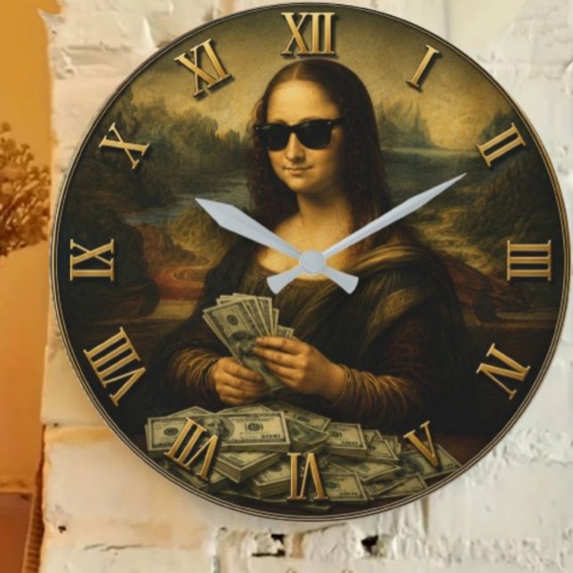 Funny Rich Mona Lisa  Money Queen Renaissance Art Stor Klocka (Skapare uppladdad)