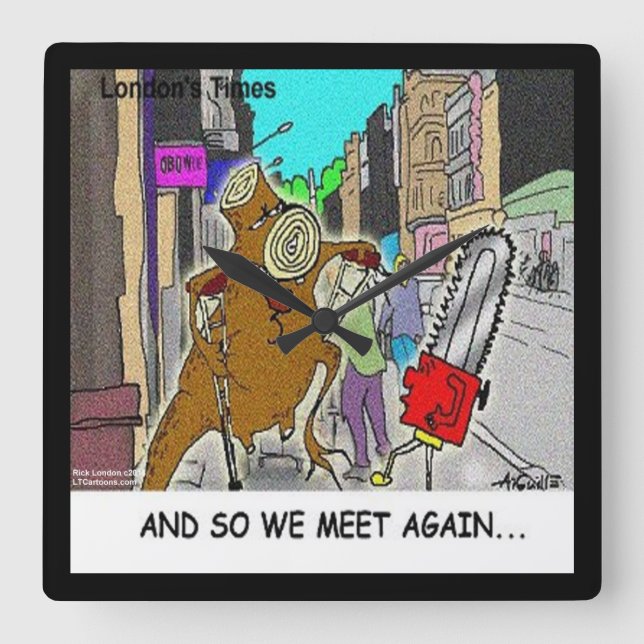 Funny Rick London Treehugger Wall Clock Fyrkantig Klocka (Framsida)